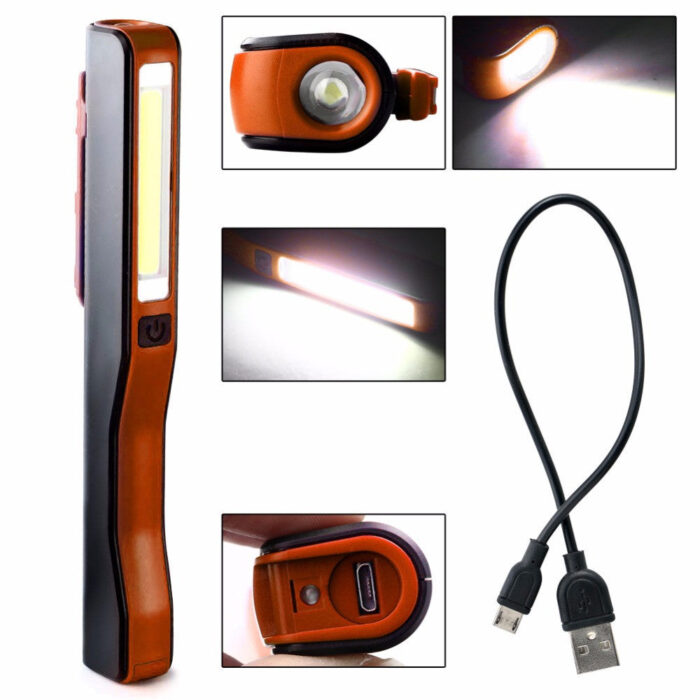 COB USB Charging Mini LED Flashlight rotated 180 degrees - ePeriodLED